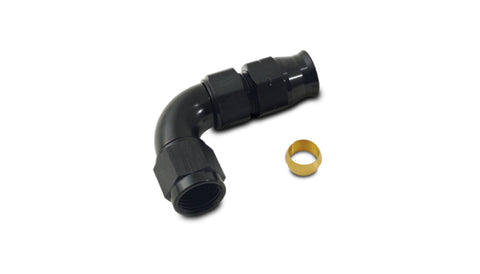 Vibrant 3/8In Tube to -6AN Female 90 Degree Union Adapter Fitting w/ Olive Inserts