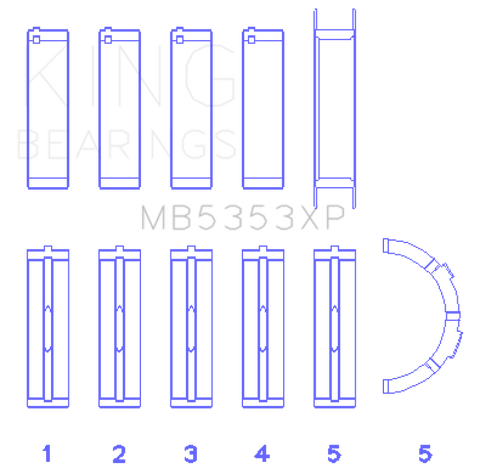King Engine Bearings Ford 281 4.6L SOHC 16V Performance Main Bearing Set - Size STD