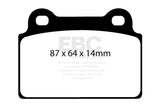 EBC 08-16 Mitsubishi Lancer Evo 10 2.0 Turbo (1 piece rotor) Yellowstuff Rear Brake Pads