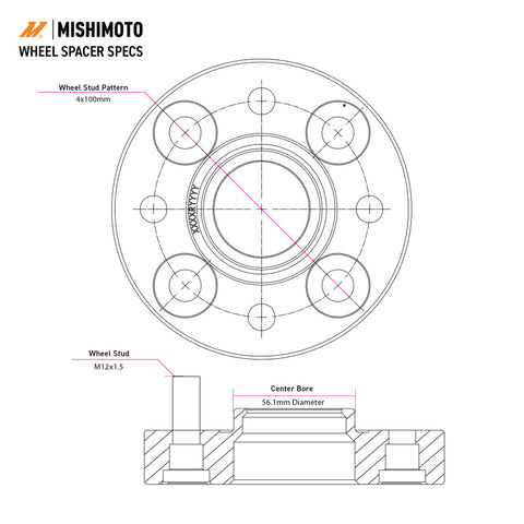Mishimoto Wheel Spacers - 5x114.3 - 66.1 - 25 - M12 - Black