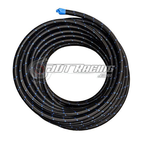 JDT Racing 12AN AN12 PTFE Black/Blue Nylon Braided Stainless Steel Fuel Hose 15ft Length