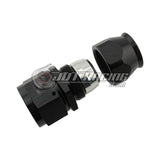 JDT Racing AN16 16AN PTFE Teflon Straight Swivel Hose End w/ Ferrule Black Aluminum (Qty 2)