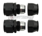 JDT Racing AN16 16AN PTFE Teflon Straight Swivel Hose End w/ Ferrule Black Aluminum (Qty 3)