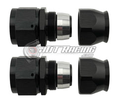 AN16 16AN PTFE Teflon Straight Swivel Hose End w/ Ferrule Black Aluminum (Qty 3)