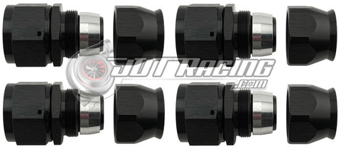 JDT Racing AN16 16AN PTFE Teflon Straight Swivel Hose End w/ Ferrule Black Aluminum (Qty 4)