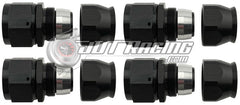 AN16 16AN PTFE Teflon Straight Swivel Hose End w/ Ferrule Black Aluminum (Qty 4)