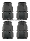 JDT Racing AN16 16AN PTFE Teflon Straight Swivel Hose End w/ Ferrule Black Aluminum (Qty 4)