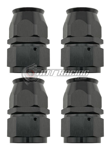 JDT Racing AN16 16AN PTFE Teflon Straight Swivel Hose End w/ Ferrule Black Aluminum (Qty 4)