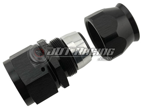 JDT Racing AN16 16AN PTFE Teflon Straight Swivel Hose End w/ Ferrule Black Aluminum (Qty 4)