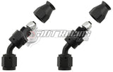 JDT Racing AN3 3AN 45° Degree PTFE Teflon Swivel Hose End Black AN Fitting E85 Flex (Qty 2)