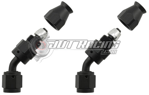 JDT Racing AN3 3AN 45° Degree PTFE Teflon Swivel Hose End Black AN Fitting E85 Flex (Qty 2)