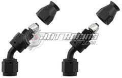 AN4 4AN 45° Degree PTFE Teflon Swivel Hose End Black AN Fitting E85 Flex (Qty 2)