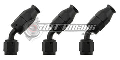 AN4 4AN 45° Degree PTFE Teflon Swivel Hose End Black AN Fitting E85 Flex (Qty 3)