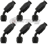 JDT Racing AN4 4AN 45° Degree PTFE Teflon Swivel Hose End Black AN Fitting E85 Flex (Qty 6)