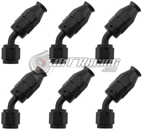 JDT Racing AN4 4AN 45° Degree PTFE Teflon Swivel Hose End Black AN Fitting E85 Flex (Qty 6)