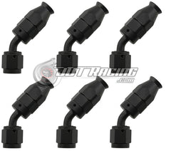 AN4 4AN 45° Degree PTFE Teflon Swivel Hose End Black AN Fitting E85 Flex (Qty 6)