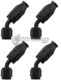 JDT Racing AN4 4AN 45° Degree PTFE Teflon Swivel Hose End Black AN Fitting E85 Flex (Qty 4)