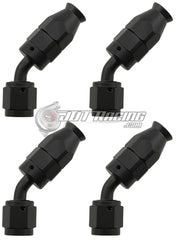 AN4 4AN 45° Degree PTFE Teflon Swivel Hose End Black AN Fitting E85 Flex (Qty 4)