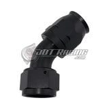 JDT Racing AN16 16AN PTFE 45° Degree Swivel Hose End w/ Ferrule Black CNC Aluminum (Qty 4)