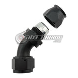 JDT Racing AN16 16AN PTFE Teflon 45° Degree Swivel Hose End with Ferrule Black CNC Aluminum