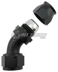 AN16 16AN PTFE Teflon 45° Degree Swivel Hose End with Ferrule Black CNC Aluminum