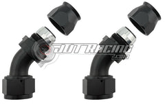 AN16 16AN PTFE 45° Degree Swivel Hose End w/ Ferrule Black CNC Aluminum (Qty 2)
