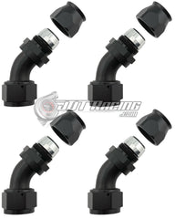 AN16 16AN PTFE 45° Degree Swivel Hose End w/ Ferrule Black CNC Aluminum (Qty 4)