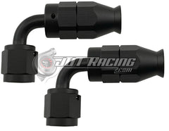 AN4 4AN 90° Degree PTFE Teflon Swivel Hose End Black AN Fitting E85 Flex (Qty 2)