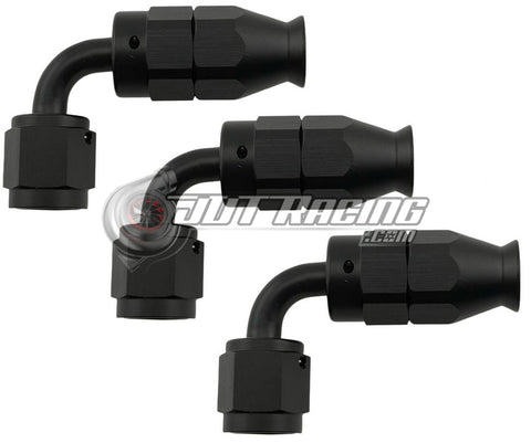 JDT Racing AN4 4AN 90° Degree PTFE Teflon Swivel Hose End Black AN Fitting E85 Flex (Qty 3)