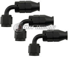 AN4 4AN 90° Degree PTFE Teflon Swivel Hose End Black AN Fitting E85 Flex (Qty 3)