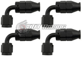 JDT Racing AN4 4AN 90° Degree PTFE Teflon Swivel Hose End Black AN Fitting E85 Flex (Qty 4)