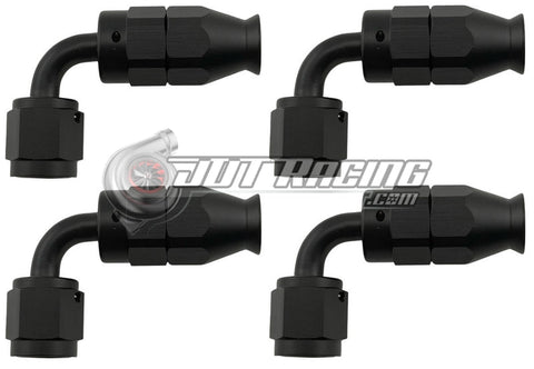 JDT Racing AN4 4AN 90° Degree PTFE Teflon Swivel Hose End Black AN Fitting E85 Flex (Qty 4)