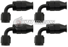 AN4 4AN 90° Degree PTFE Teflon Swivel Hose End Black AN Fitting E85 Flex (Qty 4)