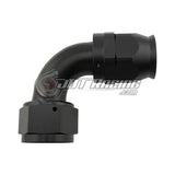 JDT Racing AN16 16AN PTFE 90° Degree Swivel Hose End w/ Ferrule Black CNC Aluminum (Qty 3)