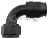 JDT Racing AN16 16AN PTFE 90° Degree Swivel Hose End w/ Ferrule Black CNC Aluminum (Qty 3)