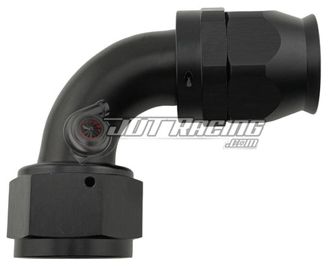 JDT Racing AN16 16AN PTFE 90° Degree Swivel Hose End w/ Ferrule Black CNC Aluminum (Qty 2)