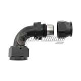 JDT Racing AN16 16AN PTFE 90° Degree Swivel Hose End w/ Ferrule Black CNC Aluminum (Qty 2)