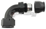 JDT Racing AN16 16AN PTFE Teflon 90° Degree Swivel Hose End with Ferrule Black CNC Aluminum