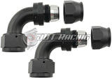 JDT Racing AN16 16AN PTFE 90° Degree Swivel Hose End w/ Ferrule Black CNC Aluminum (Qty 2)