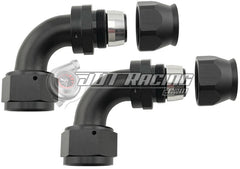 AN16 16AN PTFE 90° Degree Swivel Hose End w/ Ferrule Black CNC Aluminum (Qty 2)