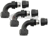 JDT Racing AN16 16AN PTFE 90° Degree Swivel Hose End w/ Ferrule Black CNC Aluminum (Qty 3)