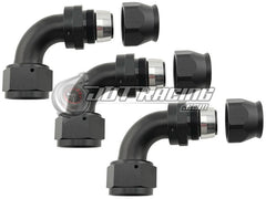 AN16 16AN PTFE 90° Degree Swivel Hose End w/ Ferrule Black CNC Aluminum (Qty 3)