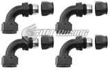 JDT Racing AN16 16AN PTFE 90° Degree Swivel Hose End w/ Ferrule Black CNC Aluminum (Qty 4)