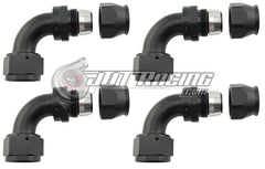 AN16 16AN PTFE 90° Degree Swivel Hose End w/ Ferrule Black CNC Aluminum (Qty 4)