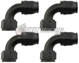 JDT Racing AN16 16AN PTFE 90° Degree Swivel Hose End w/ Ferrule Black CNC Aluminum (Qty 4)