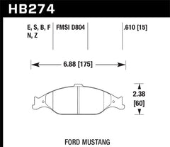 Hawk 99-04 Ford Mustang Base/GT HPS Street Front Brake Pads