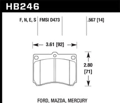 Hawk 91-02 Ford Escort / 92-94 Mazda MX-3 / 90-95 Protege HPS Street Front Brake Pads