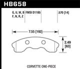 Hawk 10-11 Chevy Corvette Grand Sport / 06-08 Corvette Z06 (1 piece) Front DTC-70 Race Brake Pads