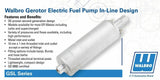 Walbro GSL392 255lph High Pressure Inline External Fuel Pump & (2x) 8AN Fittings