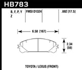 Hawk 08-16 Toyota Highlander LTS Street Front Brake Pads